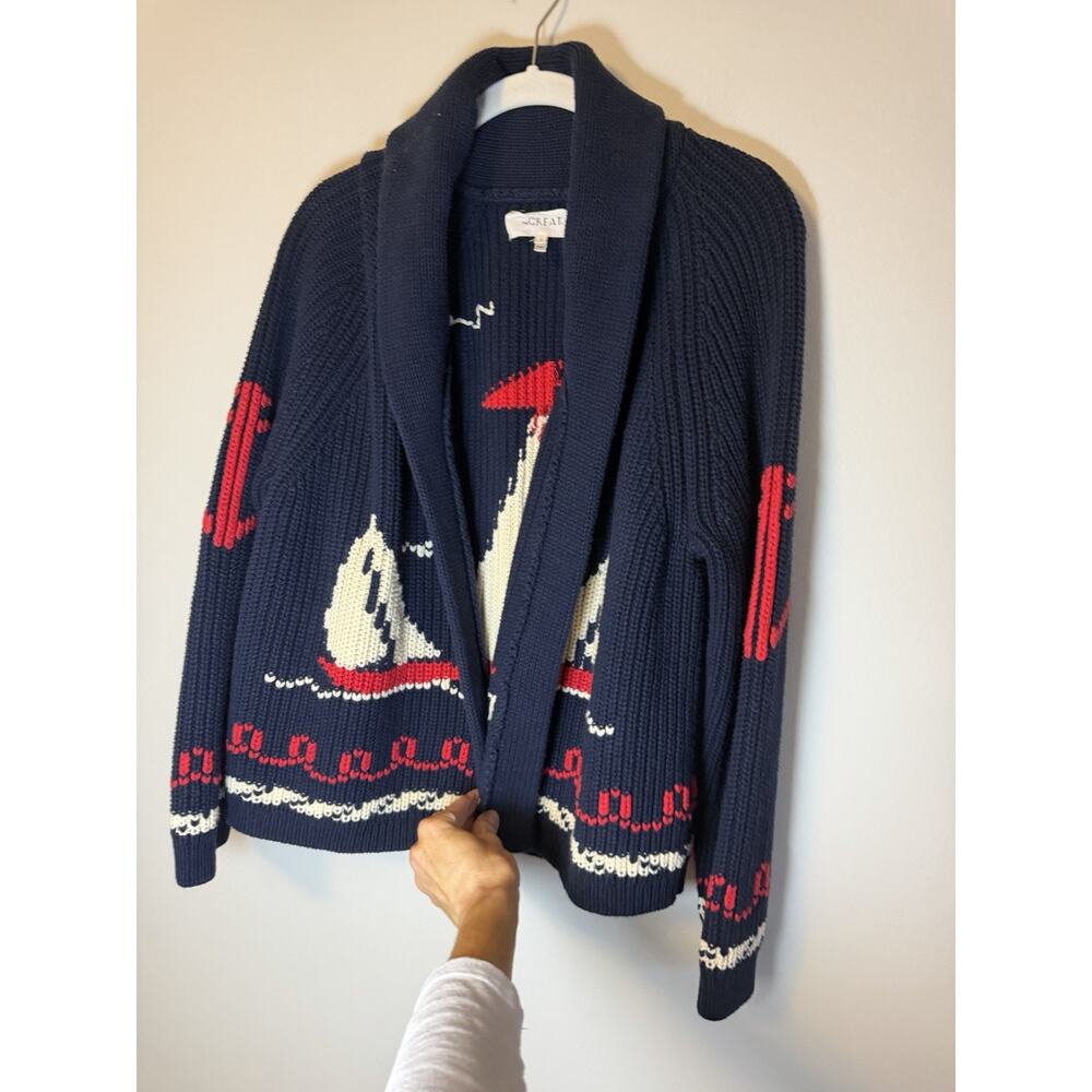The Great THE SAILBOAT LODGE CARDIGAN Navy Blur Knit Sz 2 (medium) NWOT $450 - Picture 2 of 10